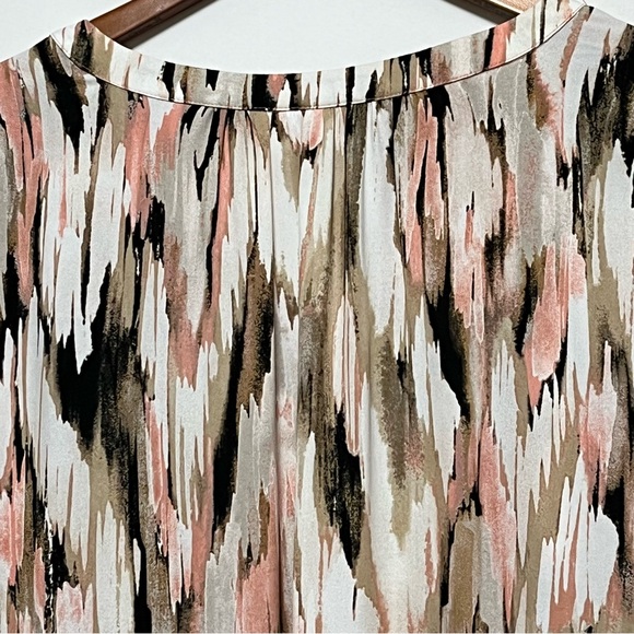 BELLE by KIM GRAVEL Tie-Dye Watercolor 4X Tunic Flowy Blouse Smocked Cuff Sleeve - Picture 8 of 14